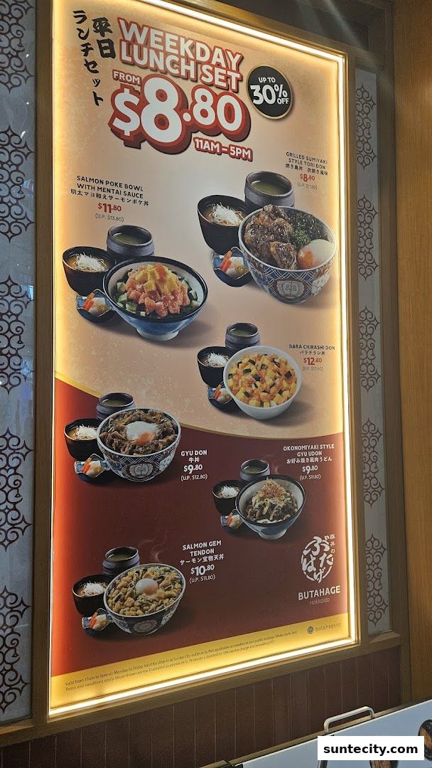 Menu page for Butahage Suntec City