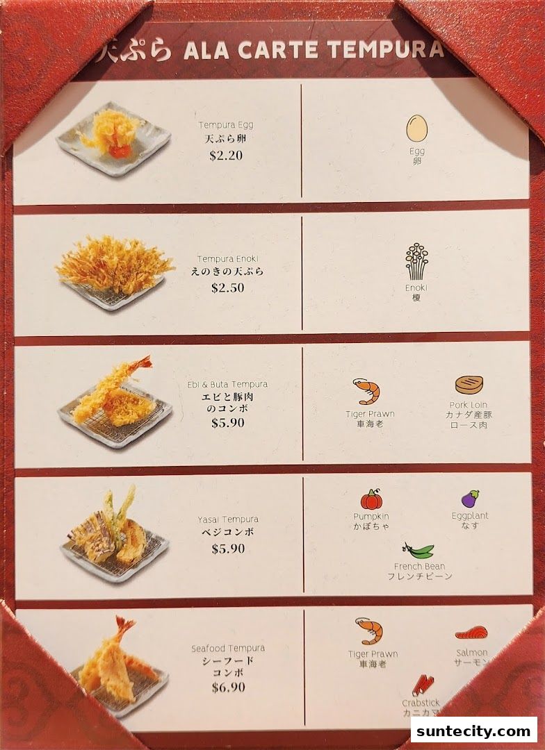 Menu page for Butahage Suntec City
