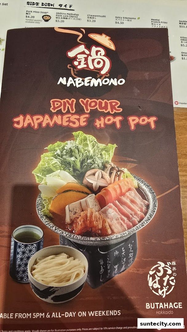 Menu page for Butahage Suntec City