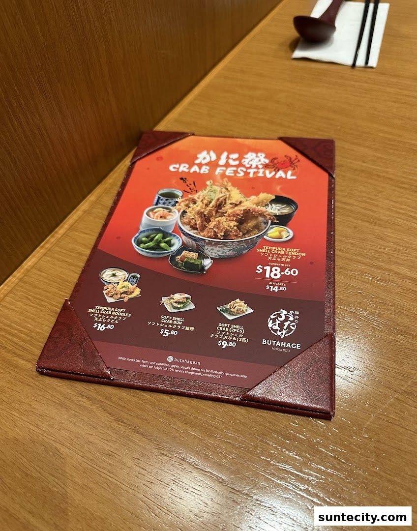 Menu page for Butahage Suntec City