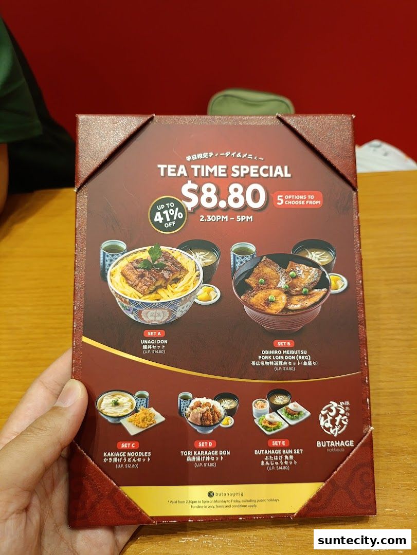 Menu page for Butahage Suntec City