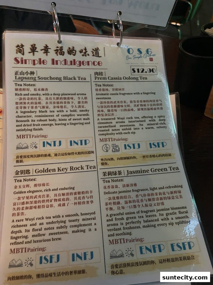 Menu page for Cafe OSG - Zichar Tea Room  Wine Bar