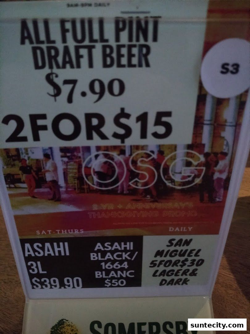 Menu page for Cafe OSG - Zichar Tea Room  Wine Bar