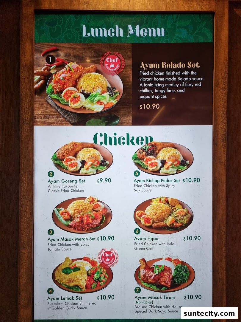 Menu page for Chopstix  Rice  Indonesian Restaurant  Padang  Halal  Suntec City SG