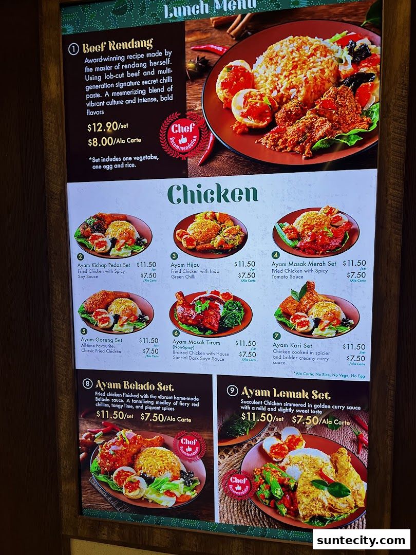 Menu page for Chopstix  Rice  Indonesian Restaurant  Padang  Halal  Suntec City SG