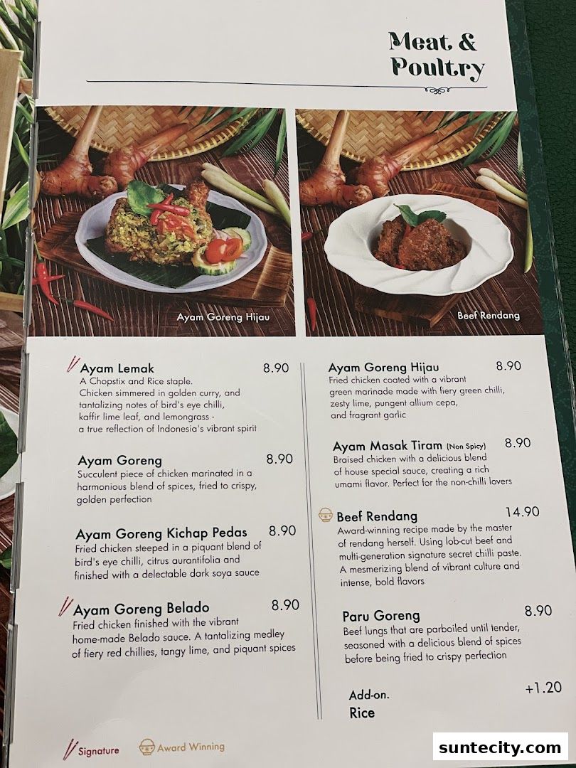Menu page for Chopstix  Rice  Indonesian Restaurant  Padang  Halal  Suntec City SG