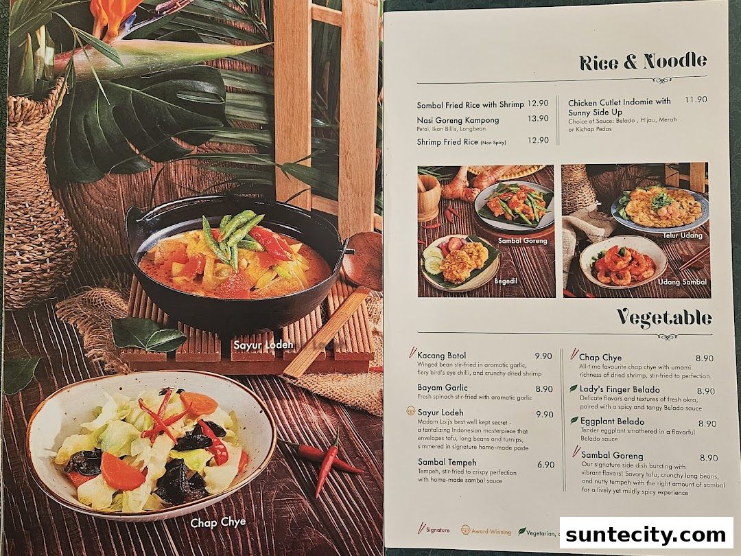 Menu page for Chopstix  Rice  Indonesian Restaurant  Padang  Halal  Suntec City SG