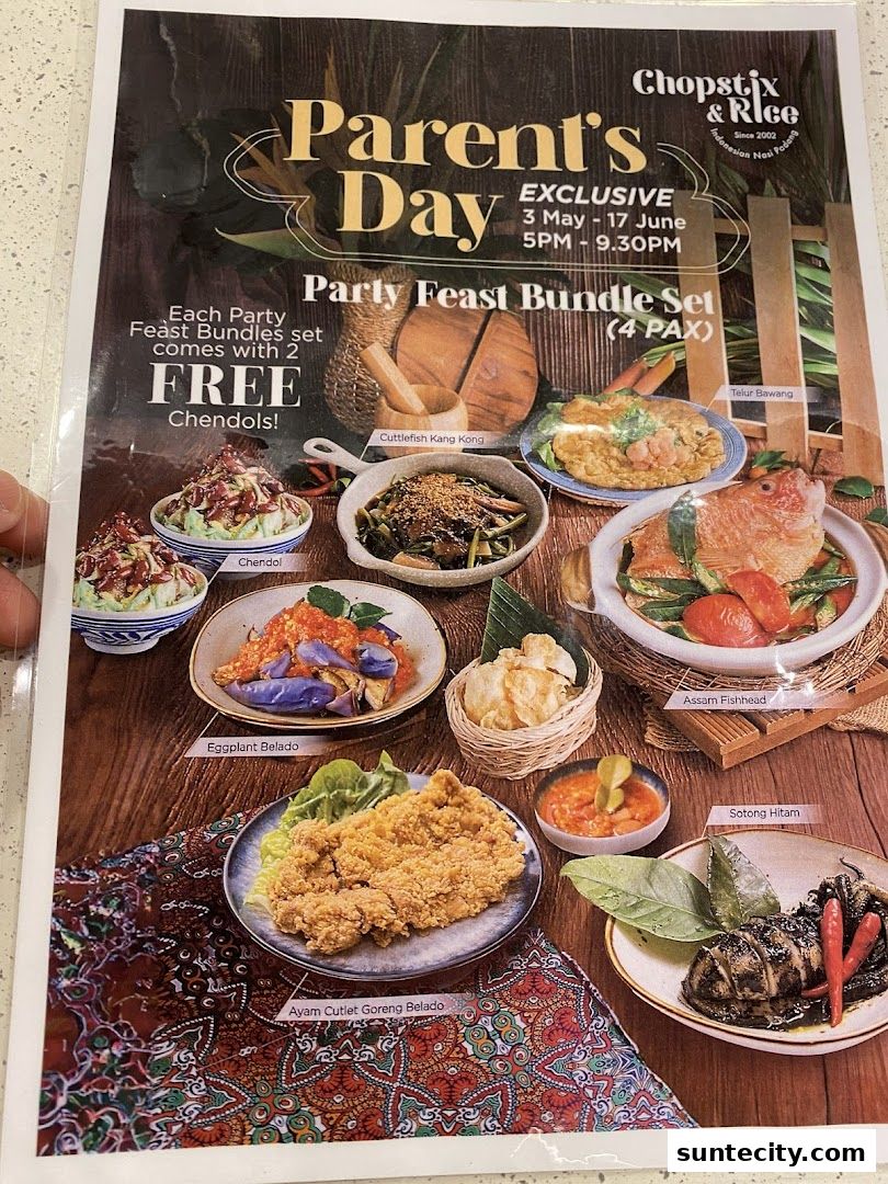 Menu page for Chopstix  Rice  Indonesian Restaurant  Padang  Halal  Suntec City SG