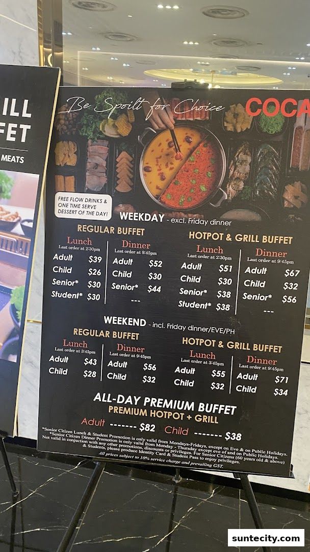 Menu page for COCA  Suntec City Mall