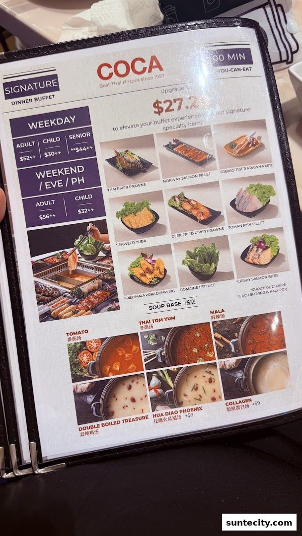 Menu page for COCA  Suntec City Mall