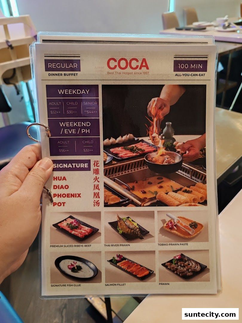 Menu page for COCA  Suntec City Mall