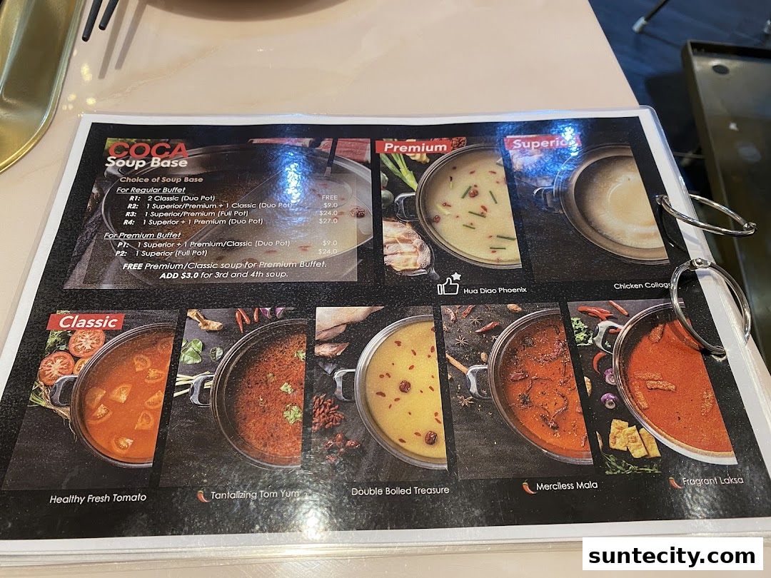 Menu page for COCA  Suntec City Mall