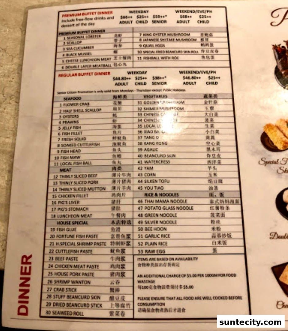 Menu page for COCA  Suntec City Mall