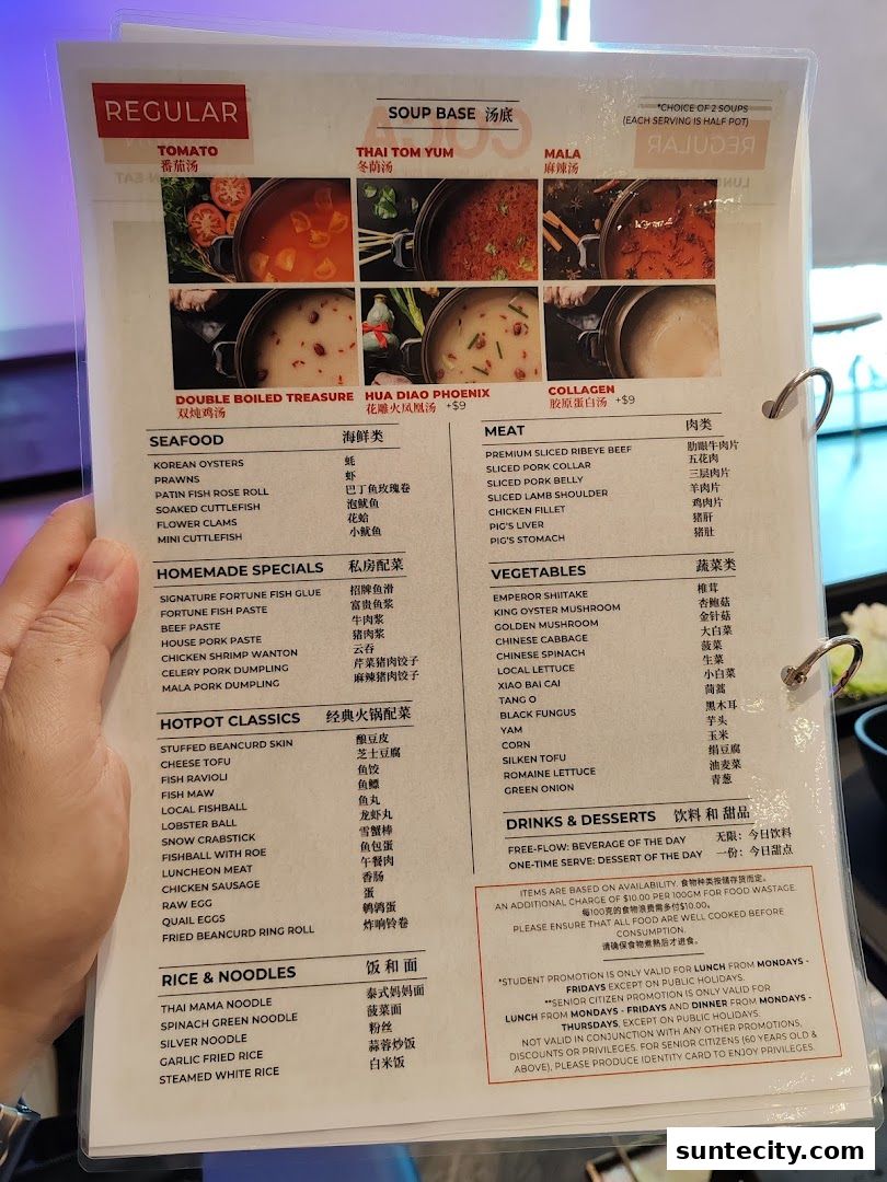 Menu page for COCA  Suntec City Mall