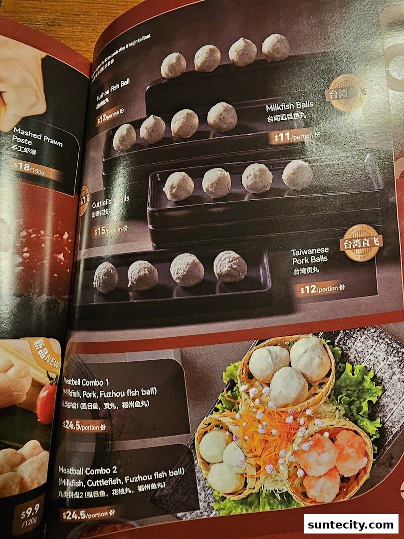 Menu page for Coucou HotpotBrew Tea Suntec City