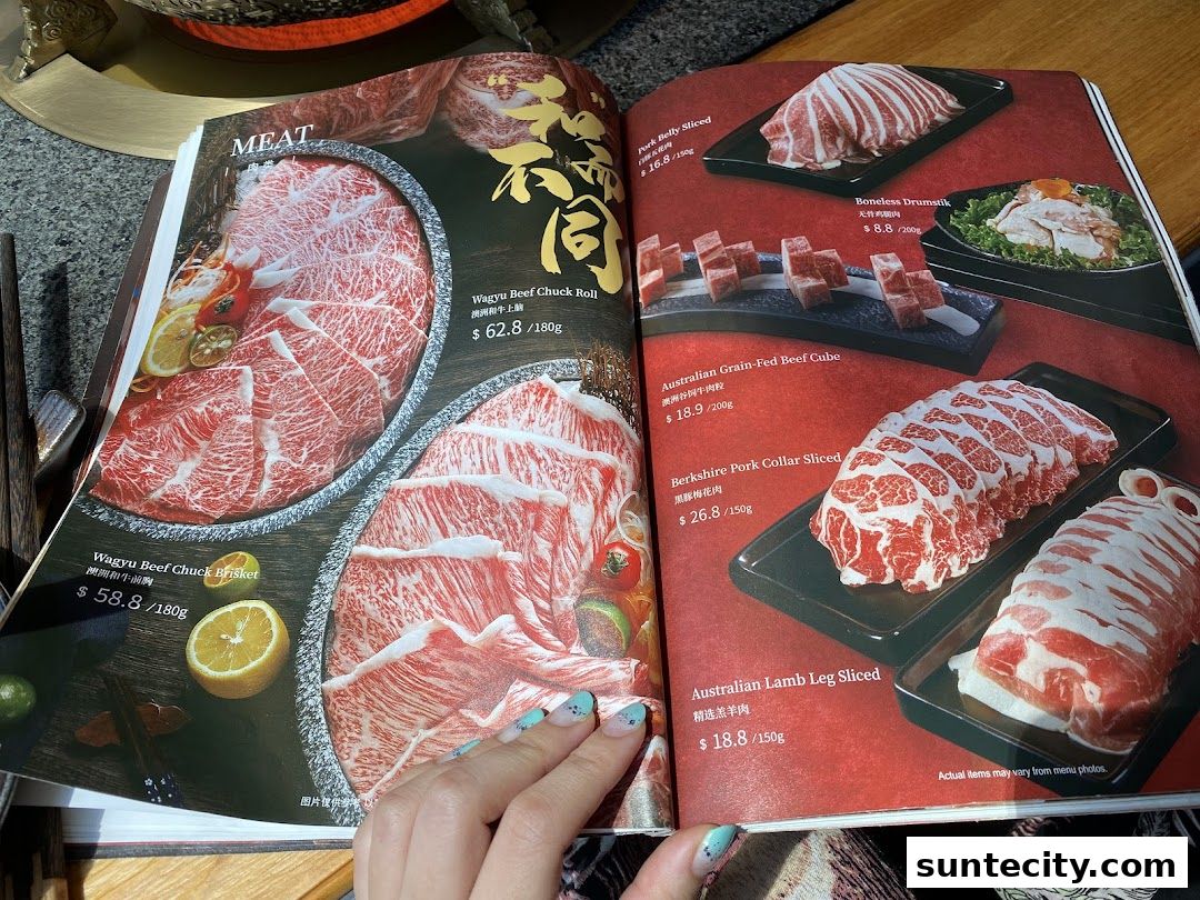 Menu page for Coucou HotpotBrew Tea Suntec City