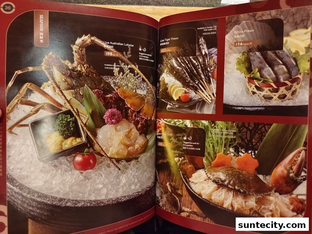 Menu page for Coucou HotpotBrew Tea Suntec City