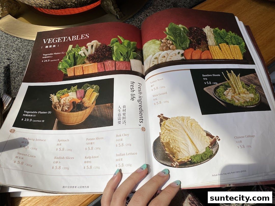 Menu page for Coucou HotpotBrew Tea Suntec City