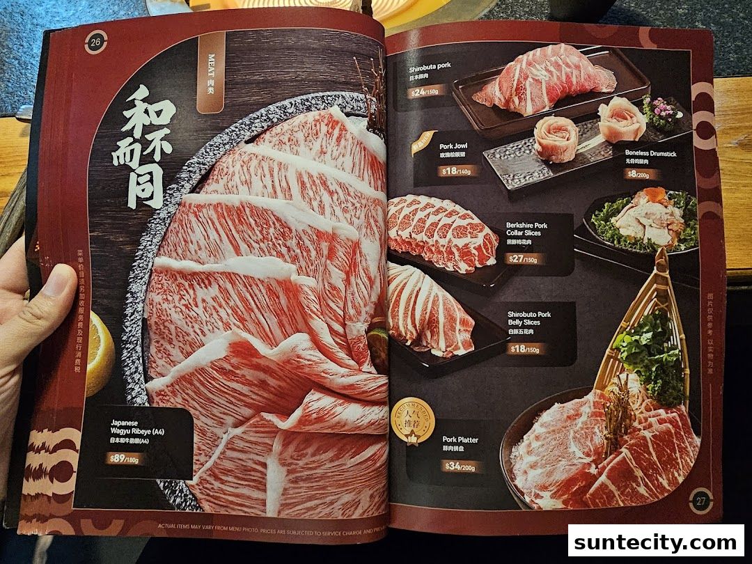 Menu page for Coucou HotpotBrew Tea Suntec City