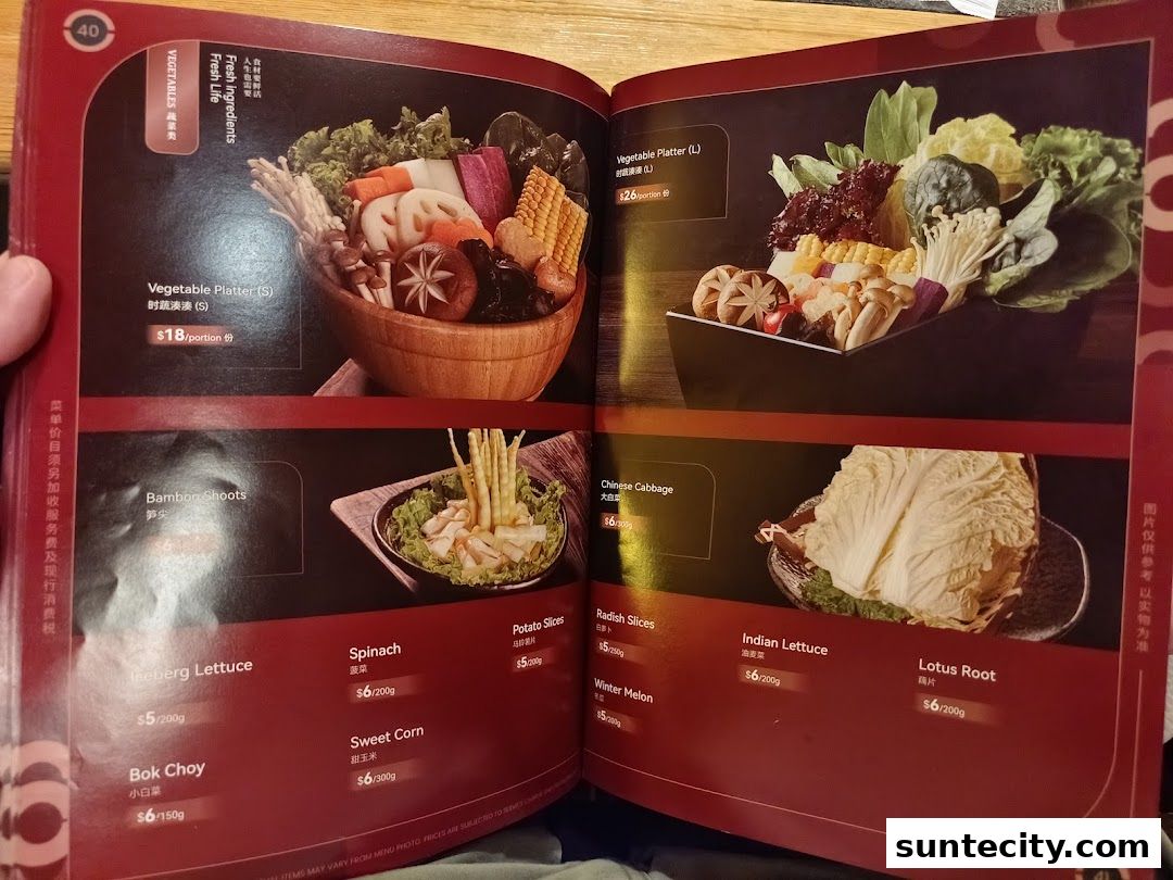 Menu page for Coucou HotpotBrew Tea Suntec City