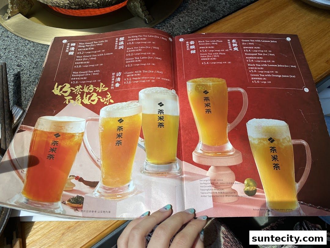 Menu page for Coucou HotpotBrew Tea Suntec City