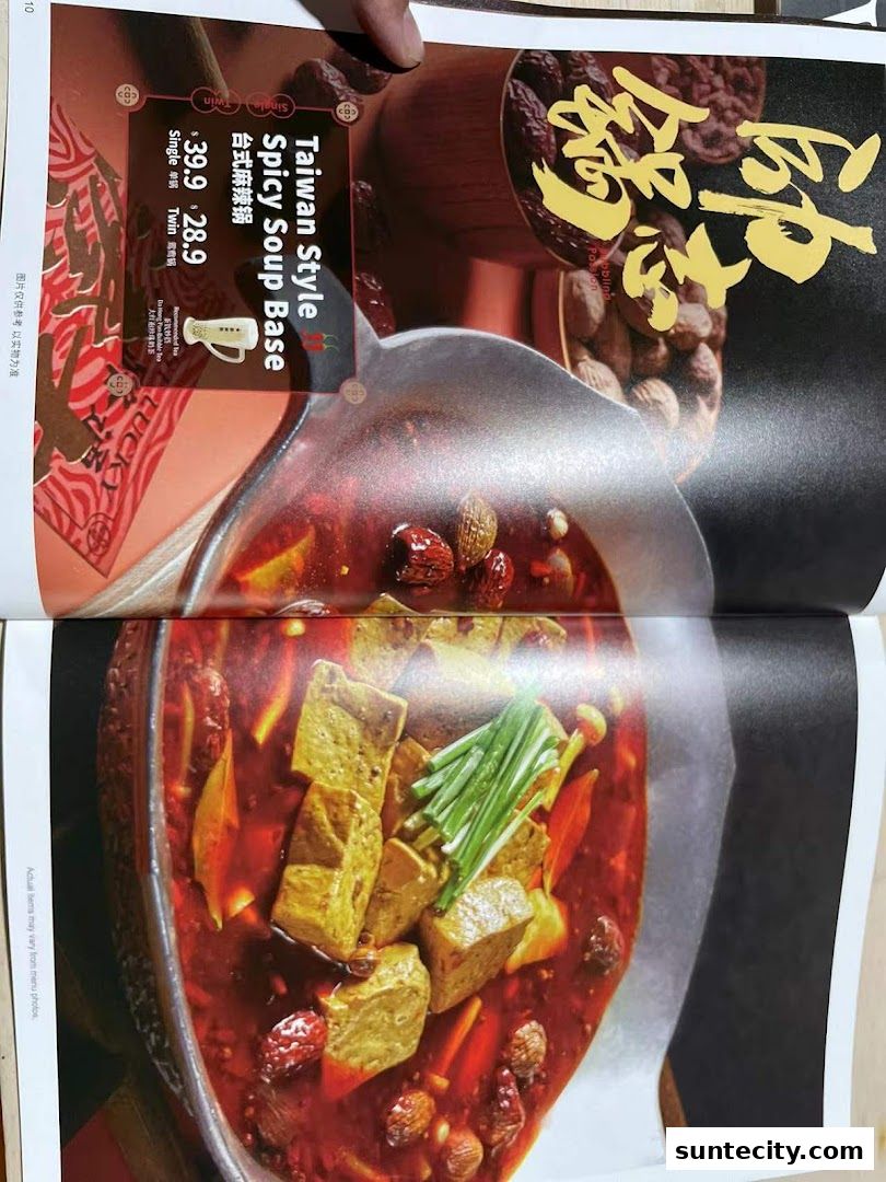 Menu page for Coucou HotpotBrew Tea Suntec City