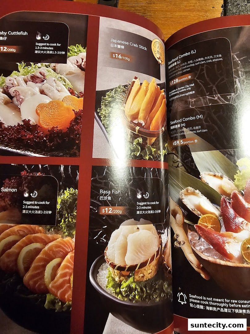 Menu page for Coucou HotpotBrew Tea Suntec City