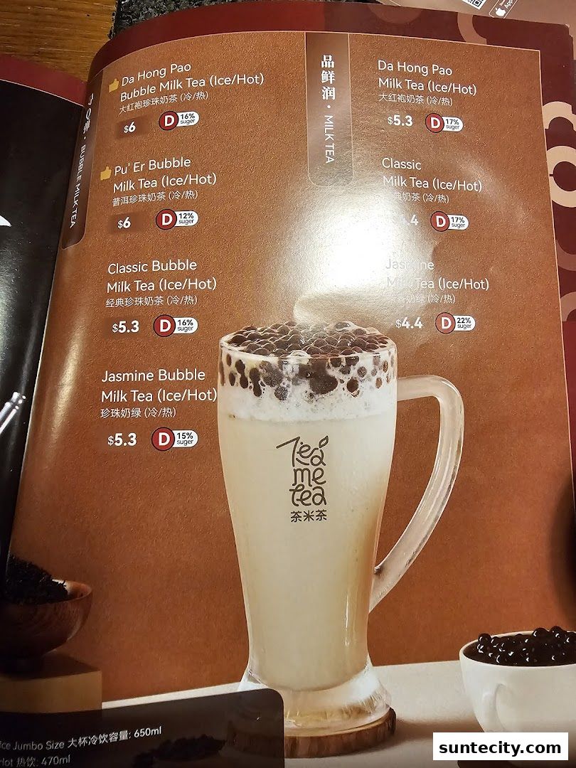 Menu page for Coucou HotpotBrew Tea Suntec City