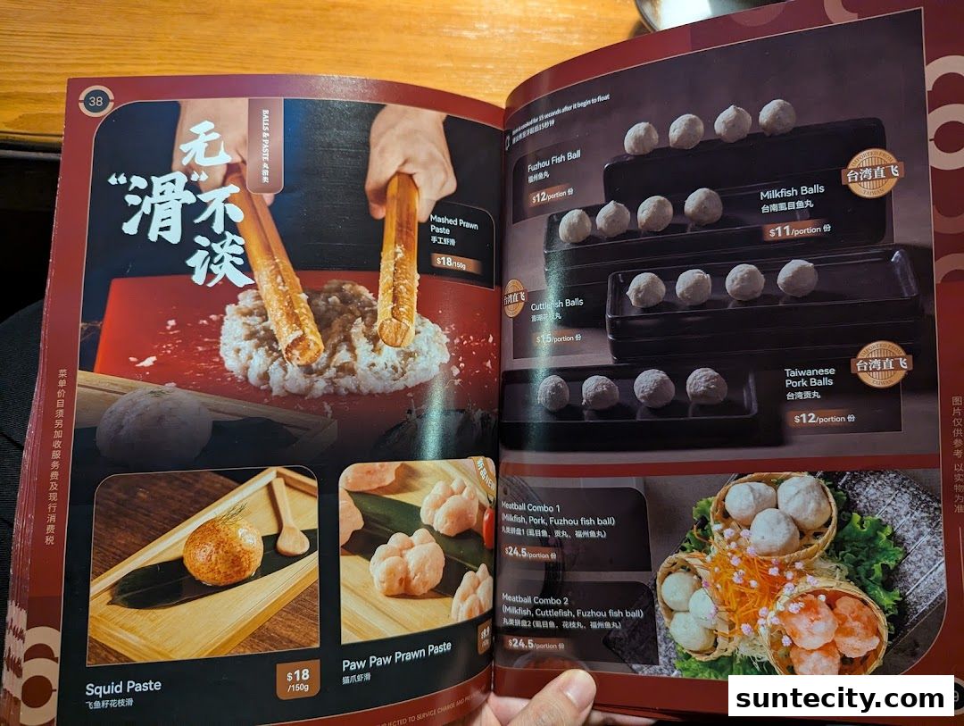 Menu page for Coucou HotpotBrew Tea Suntec City