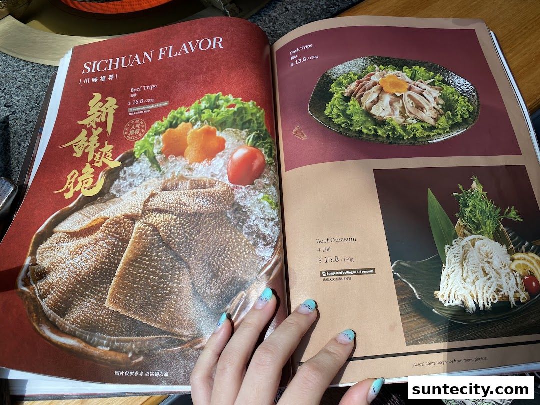 Menu page for Coucou HotpotBrew Tea Suntec City