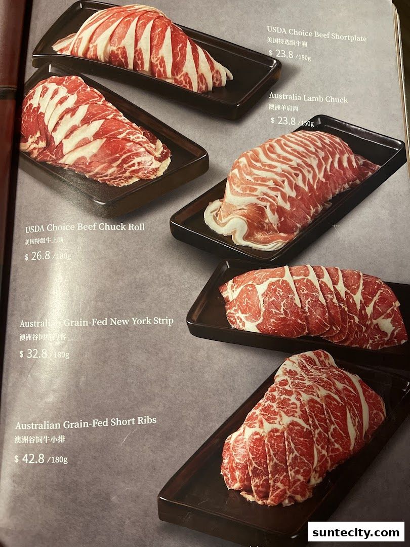 Menu page for Coucou HotpotBrew Tea Suntec City