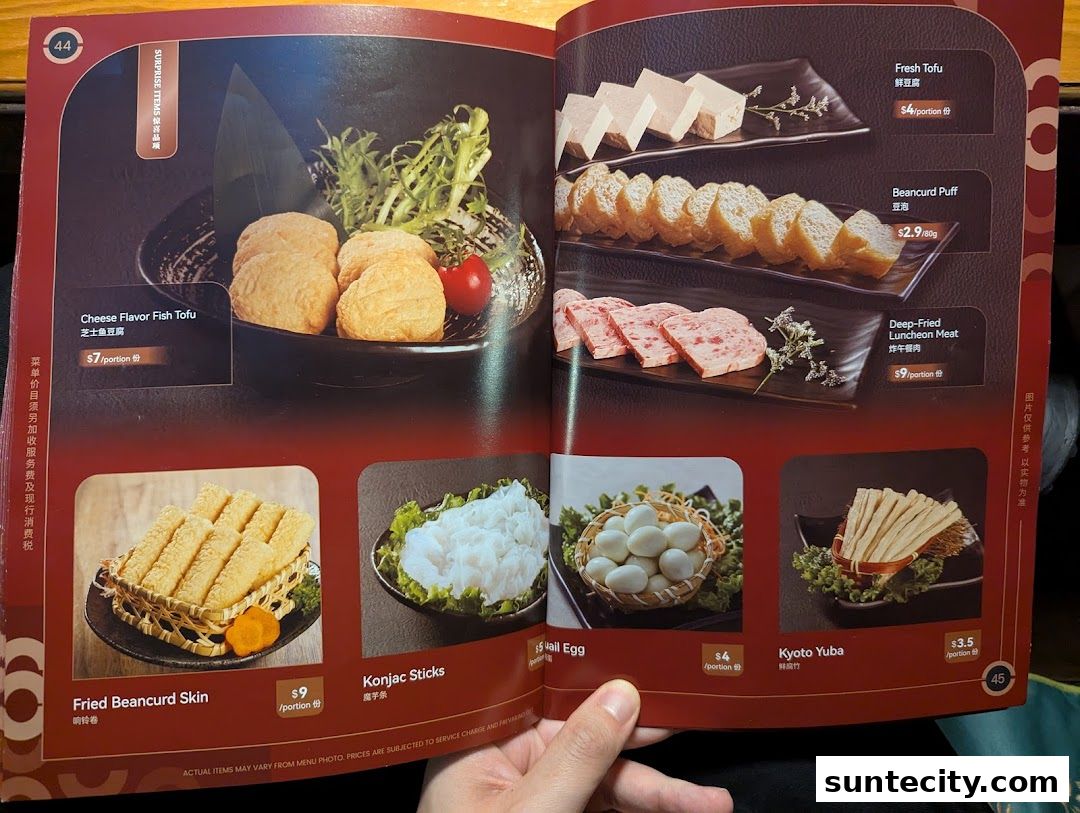 Menu page for Coucou HotpotBrew Tea Suntec City