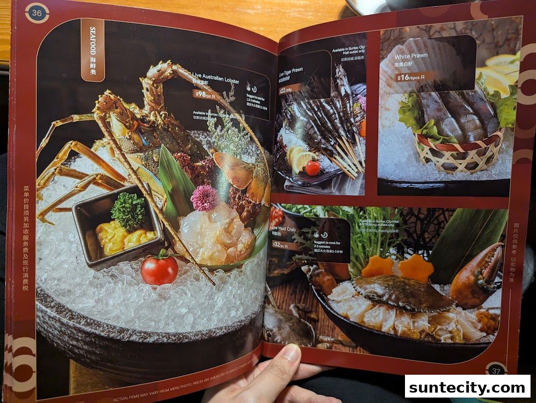 Menu page for Coucou HotpotBrew Tea Suntec City