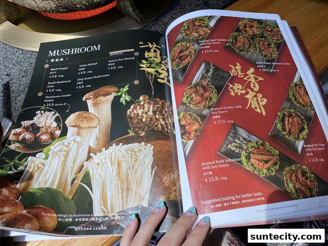 Menu page for Coucou HotpotBrew Tea Suntec City