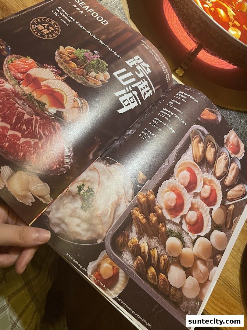 Menu page for Coucou HotpotBrew Tea Suntec City