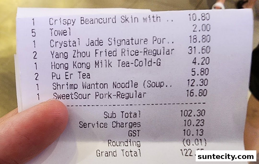 Menu page for Crystal Jade Hong Kong Kitchen