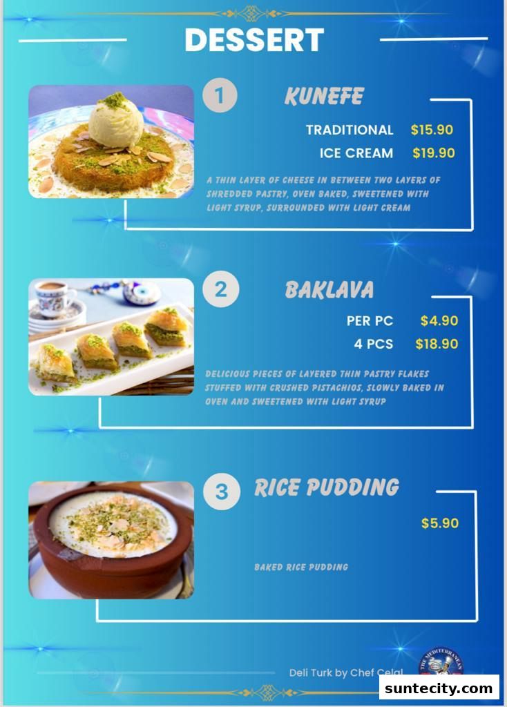 Menu page for Deli Turk by Chef Celal at Suntec City Mall