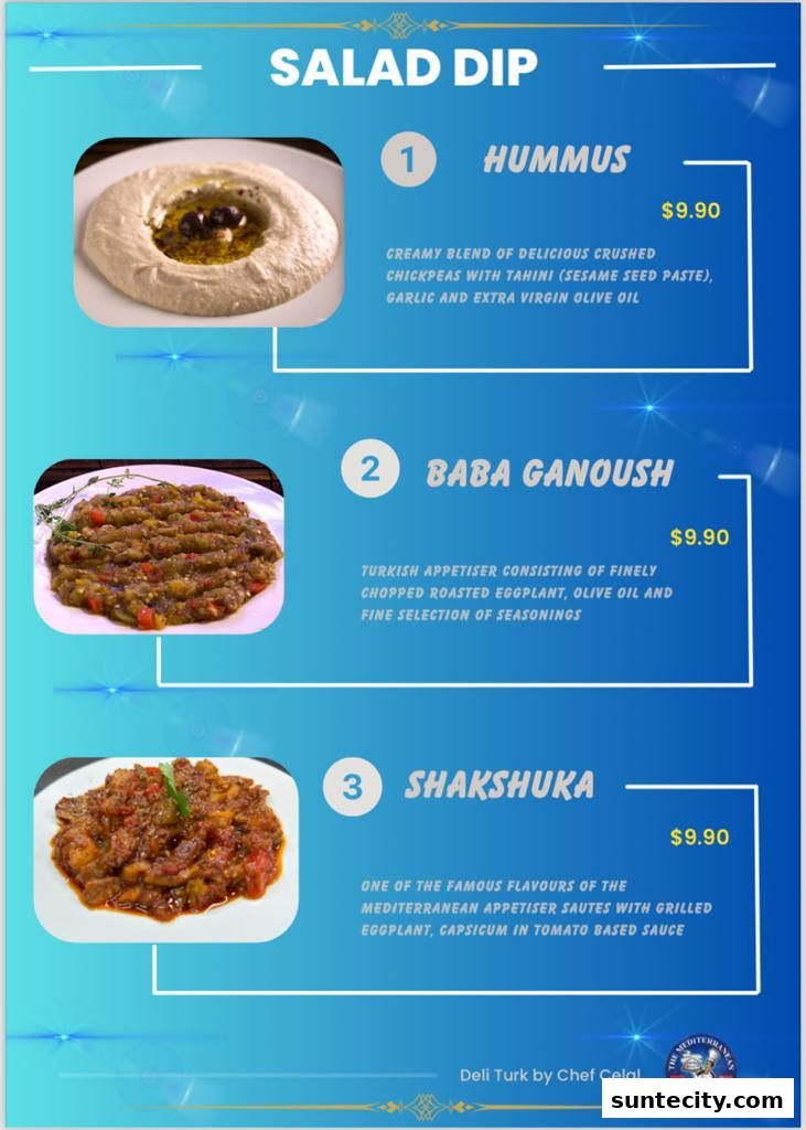 Menu page for Deli Turk by Chef Celal at Suntec City Mall