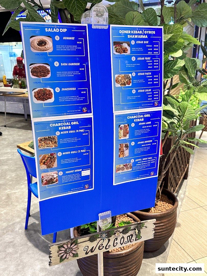 Menu page for Deli Turk by Chef Celal at Suntec City Mall