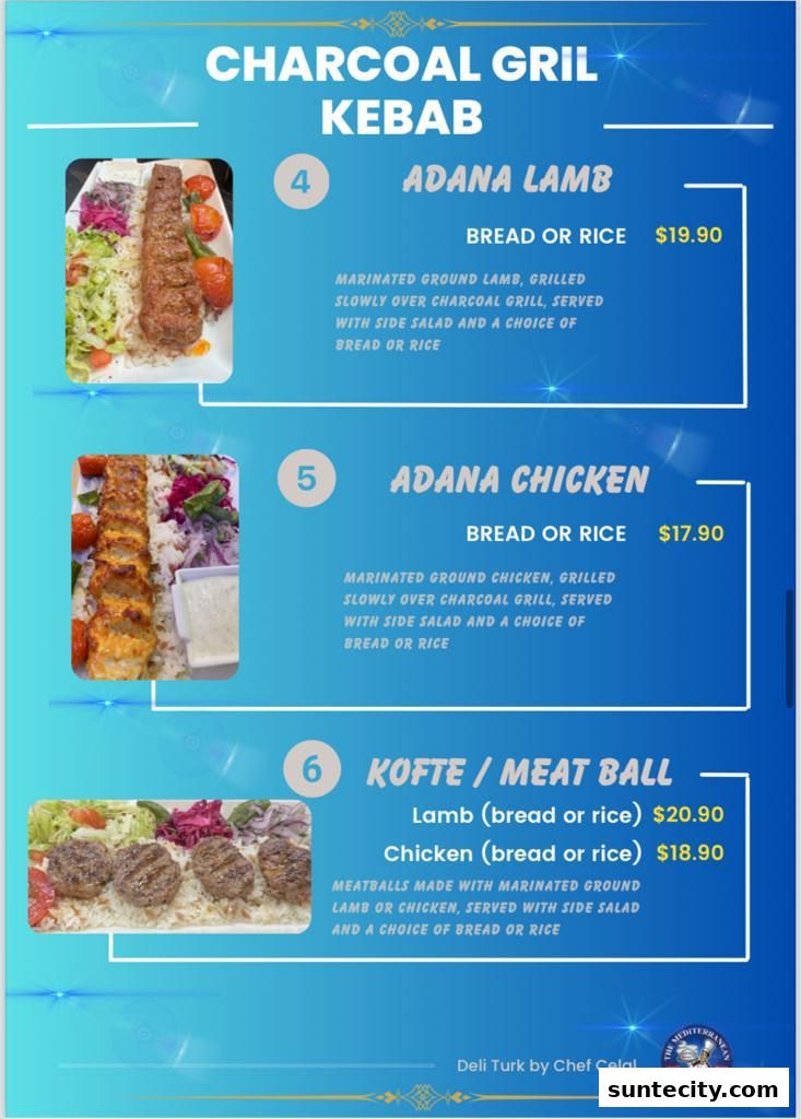 Menu page for Deli Turk by Chef Celal at Suntec City Mall