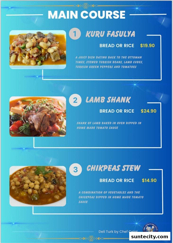 Menu page for Deli Turk by Chef Celal at Suntec City Mall