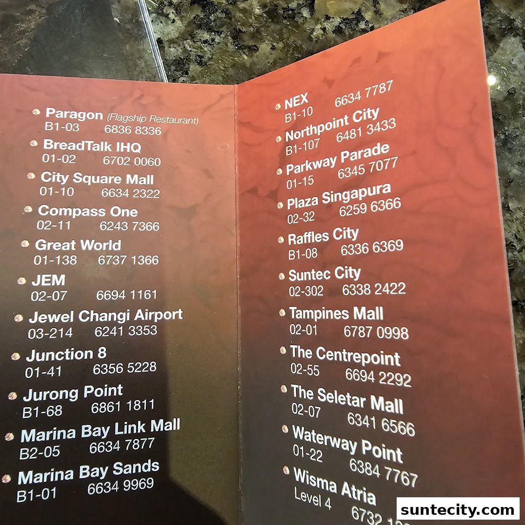 Menu page for Din Tai Fung  Suntec City