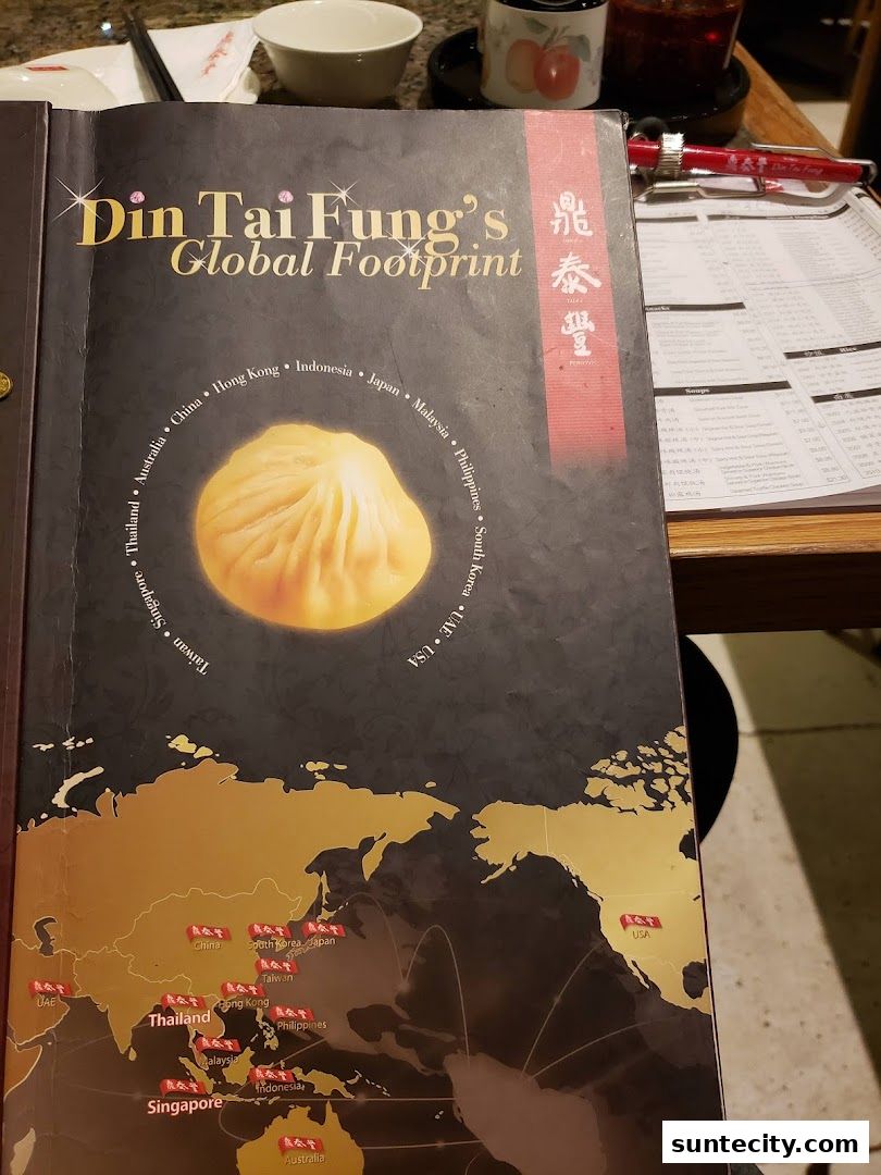 Menu page for Din Tai Fung  Suntec City