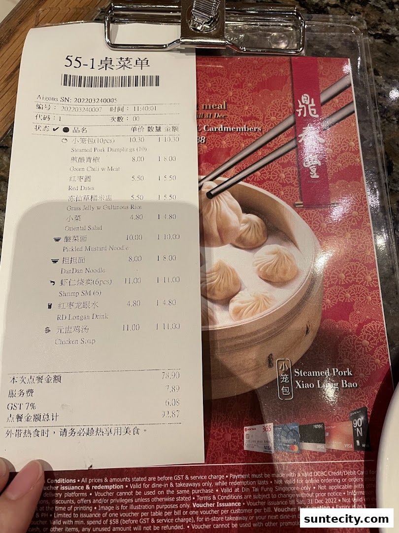 Menu page for Din Tai Fung  Suntec City
