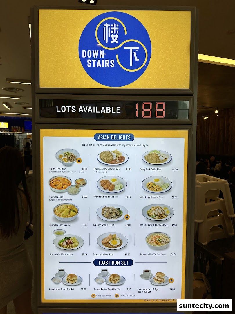 Menu page for Downstairs - Suntec City
