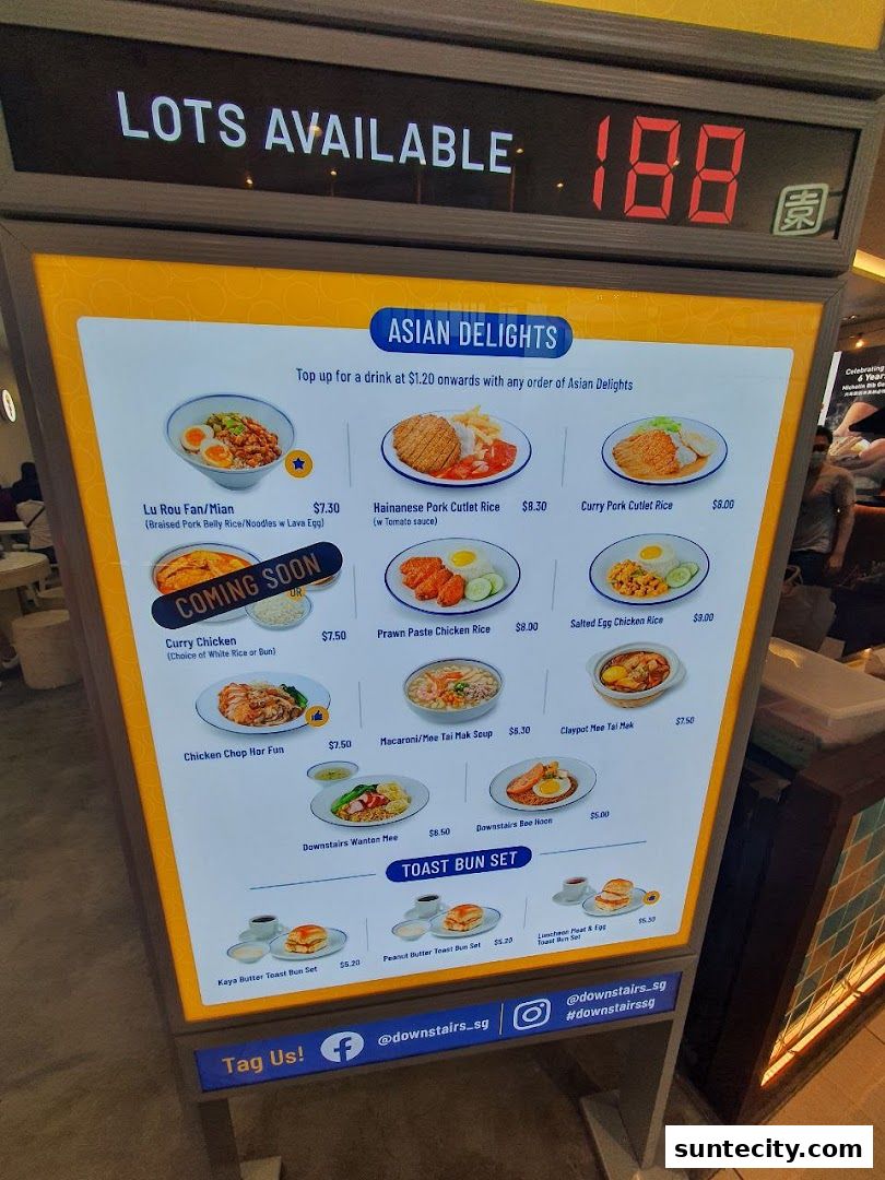 Menu page for Downstairs - Suntec City