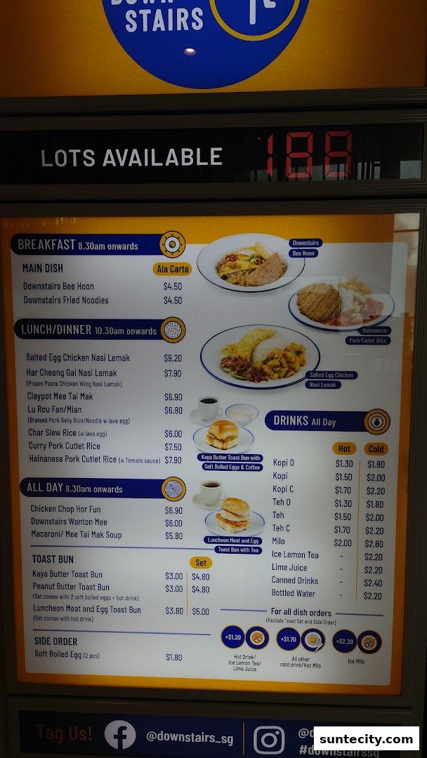 Menu page for Downstairs - Suntec City