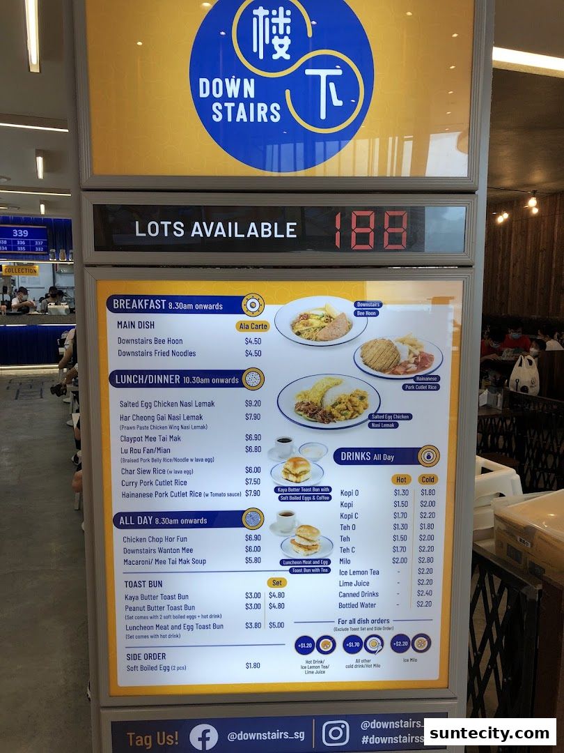Menu page for Downstairs - Suntec City