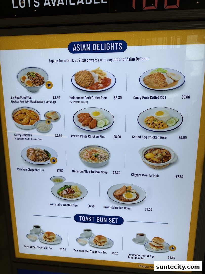 Menu page for Downstairs - Suntec City