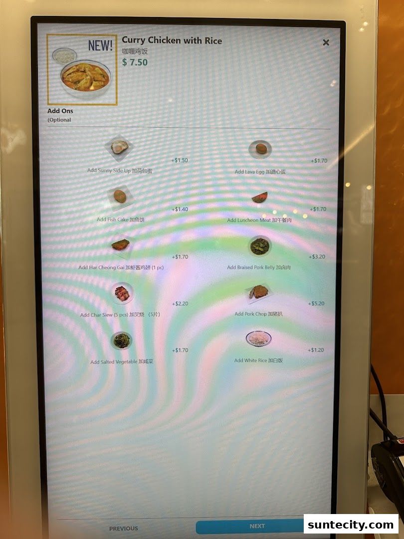 Menu page for Downstairs - Suntec City